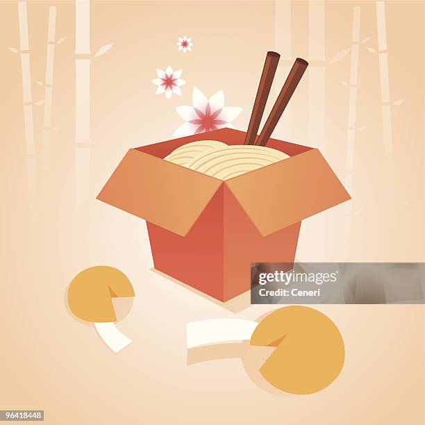 chinese takeout - chow mein noodles stock illustrations