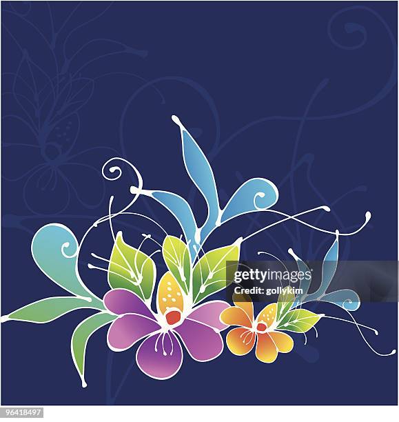 tropical orchid - batik vector stock illustrations