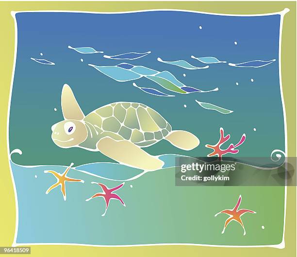 green sea turtle - batik vector stock illustrations