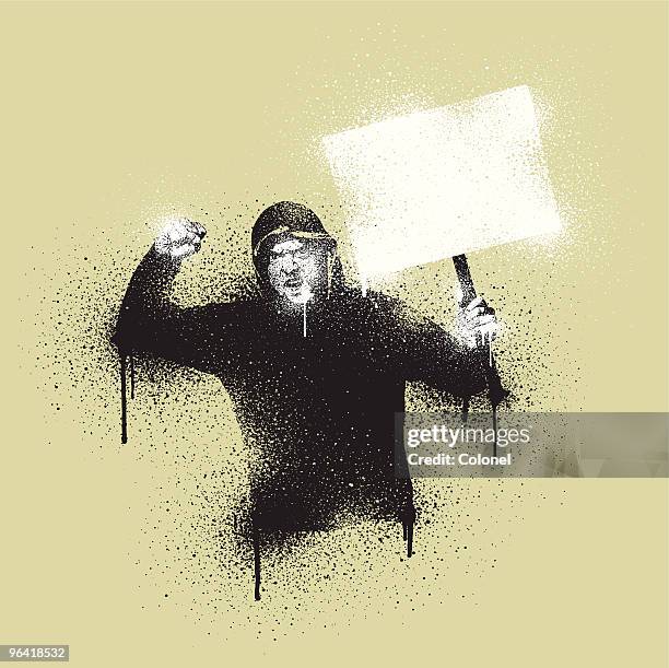 illustrazioni stock, clip art, cartoni animati e icone di tendenza di graffiti stencil disturbo civile - cultura giovanile grunge