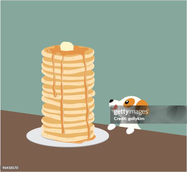 jack russell terrier with pancakes - pampering stock illustrations