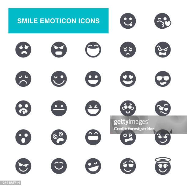 emoticon icons - happy sad neutral stock illustrations