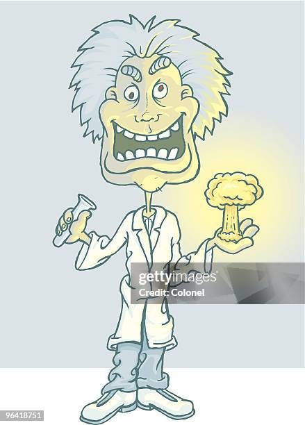 mad scientist - vector crazy scientist stock illustrations