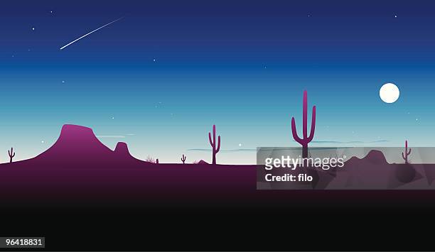 ilustraciones, imágenes clip art, dibujos animados e iconos de stock de desierto crepúsculo [ vector ] - formación de roca