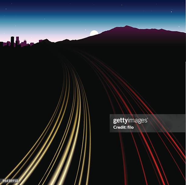 busy highway blur - tail light stock illustrations