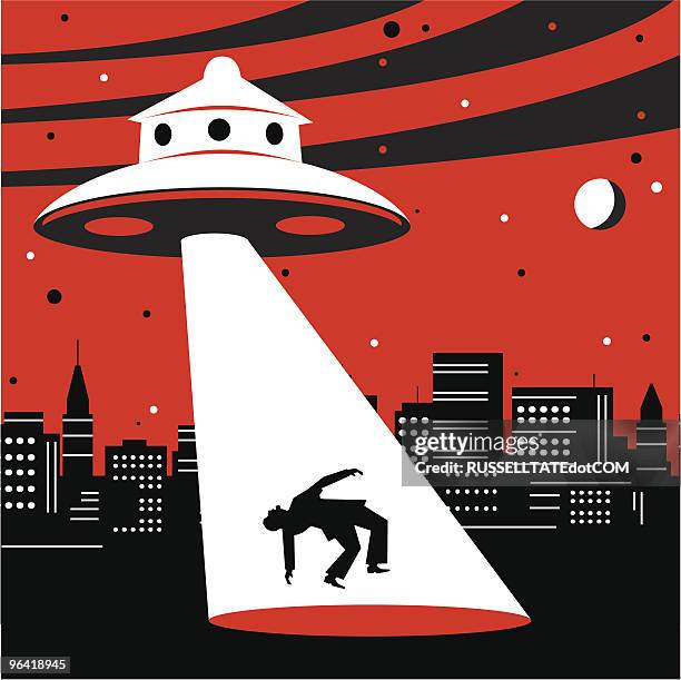 space ship - ufo abduction stock illustrations