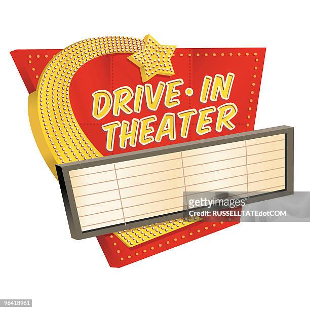 drive in theatre - drive in movie theater stock illustrations