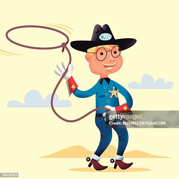 Premium Vector  Cartoon cowboy kid twirling a lasso