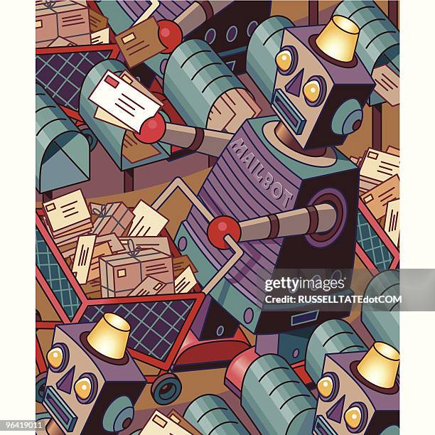 mail robot - demand response stock illustrations