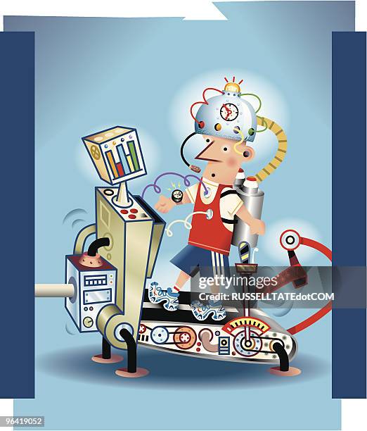 exercise machine - man treadmill stock illustrations