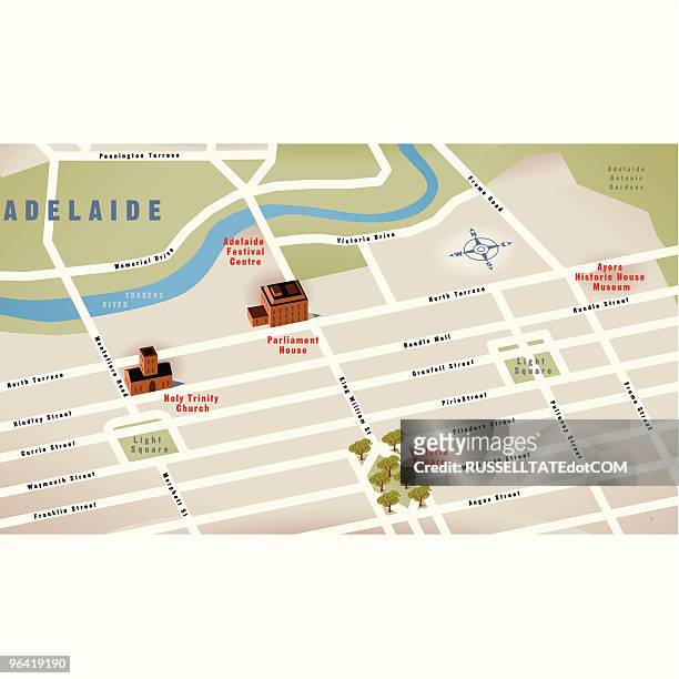 adelaide, sa, australia map - adelaide city stock illustrations