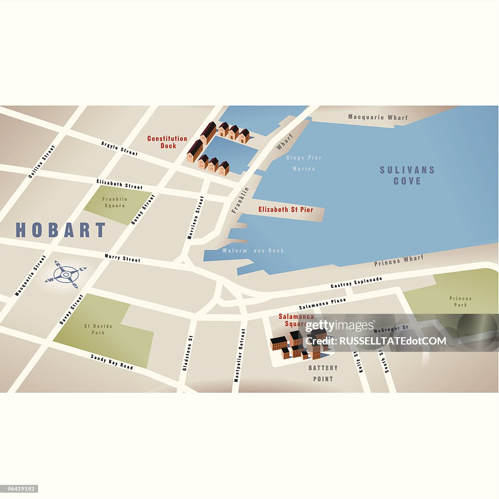 Hobart,Tasmania, Australia Map