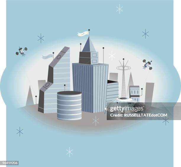 future comunications - glass dome stock illustrations