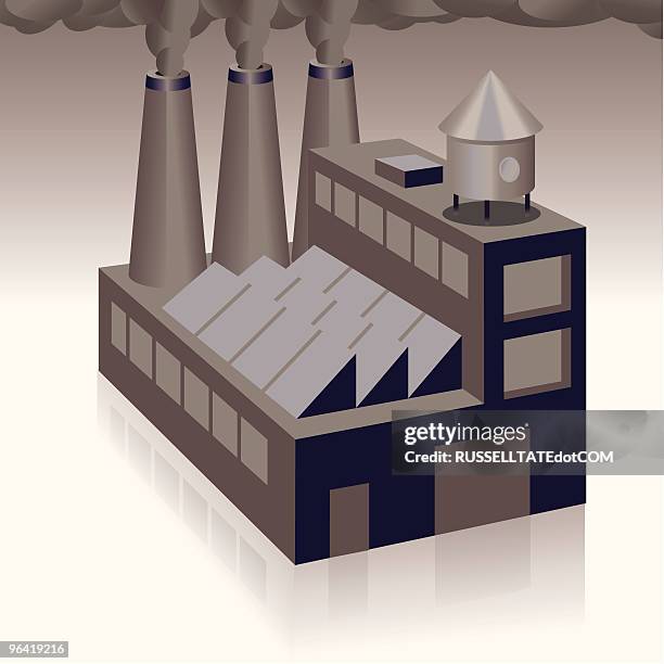 dirty factory - water tower storage tank stock illustrations
