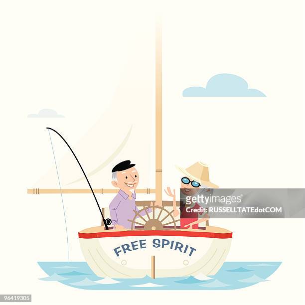 luxury retirement - couple outdoors happy stock illustrations