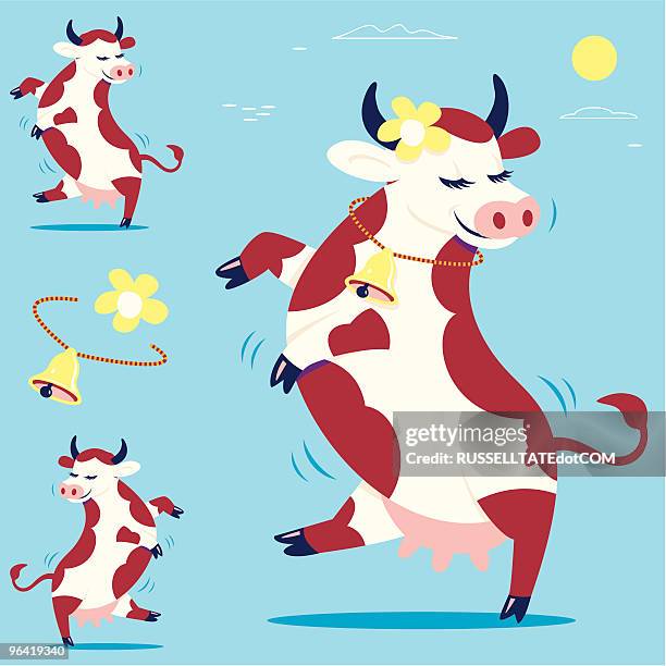 happy cow - domestic cattle stock illustrations