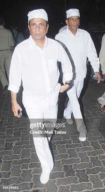 Bollywood director and brother duo Abbas Burmawalla and Mastan Burmawalla attend the cremation of director and producer Tahir Hussain, father of...