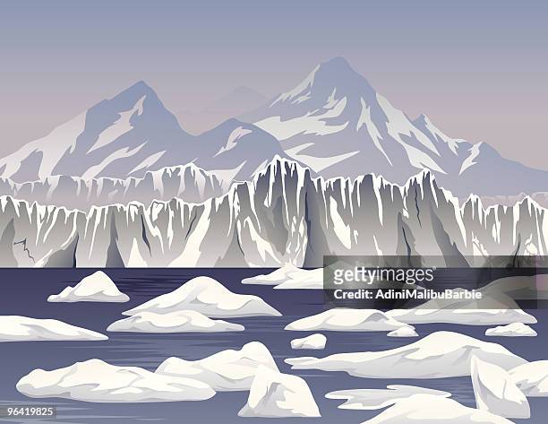 illustrations, cliparts, dessins animés et icônes de dessin animé icebergs et ice-shelf - glacier
