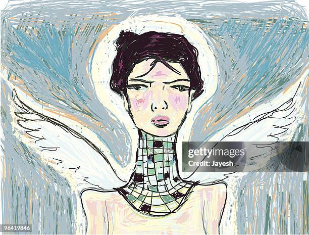 portrait of an angel - halo symbol stock illustrations