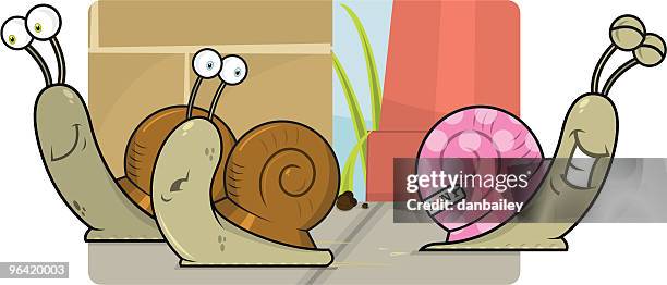 coming out of his shell - snail stock illustrations