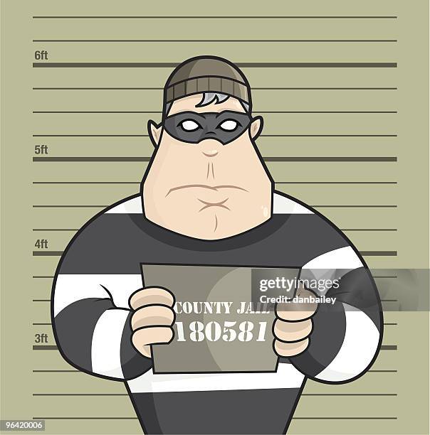 busted - criminal line up stock illustrations