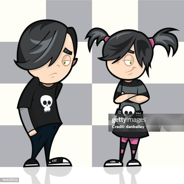 bildbanksillustrationer, clip art samt tecknat material och ikoner med emo kids - angry girl cartoon