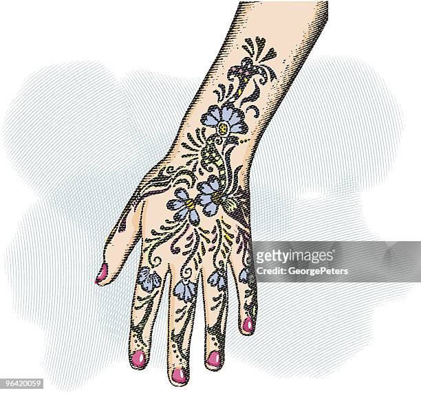 tattoo - henna hands stock illustrations