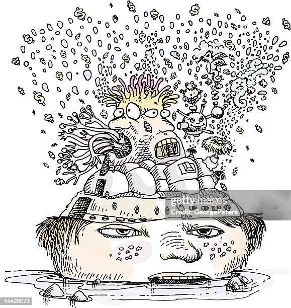 stressed out from financial pressures - water poverty stock illustrations