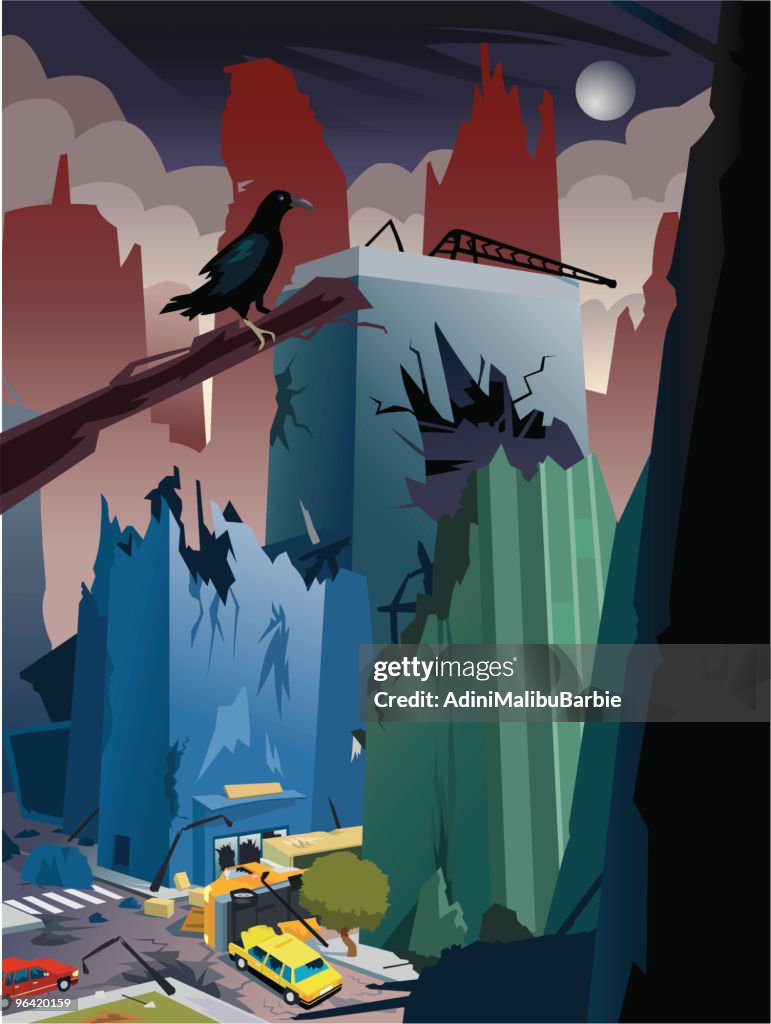 Decimation Cartoon Cartoon Apocalypse City Destroyed High-Res Vector Graphic - Getty Images