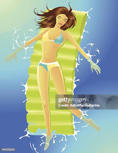 relaxation - inflatable mattress top view stock illustrations