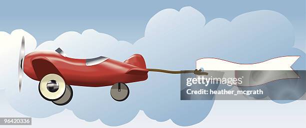 toy plane and banner - plane with banner stock illustrations