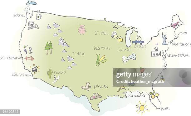 usa map - atlanta georgia map stock illustrations