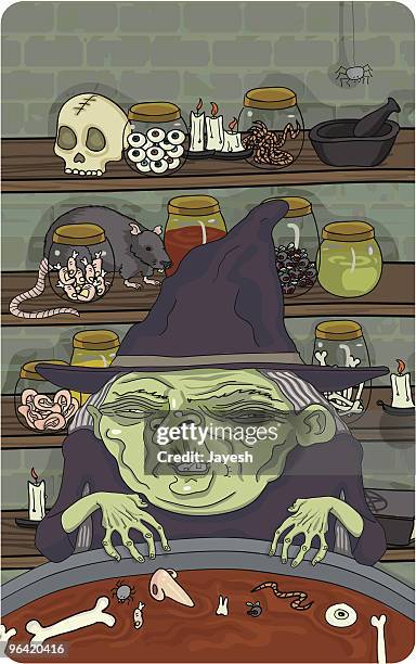 witch's brew - green potion stock illustrations