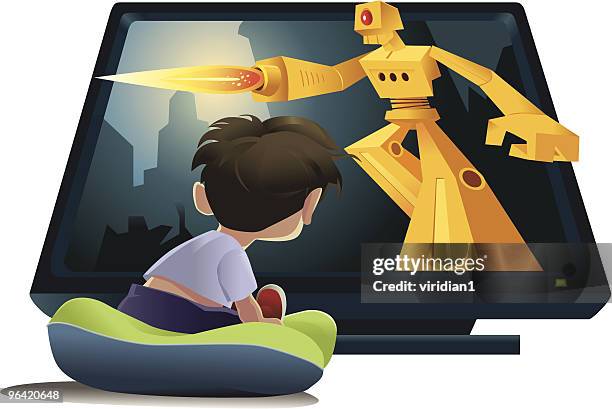 tv blast - boys stock illustrations