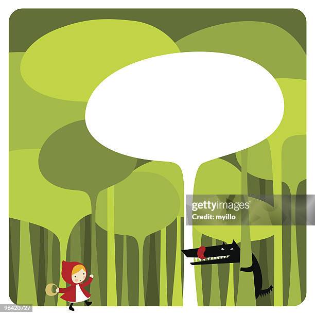 stockillustraties, clipart, cartoons en iconen met little red riding hood. cute kawaii illustration vector - kleine boom
