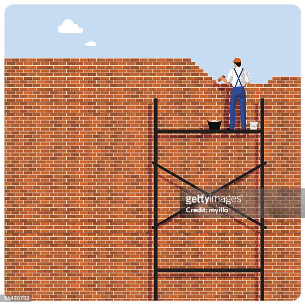 brick wall-paper - scaffolding stock illustrations