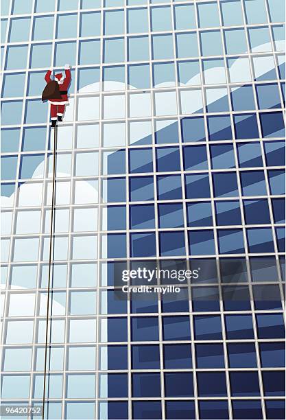 santa is climbling - person on solid background stock illustrations