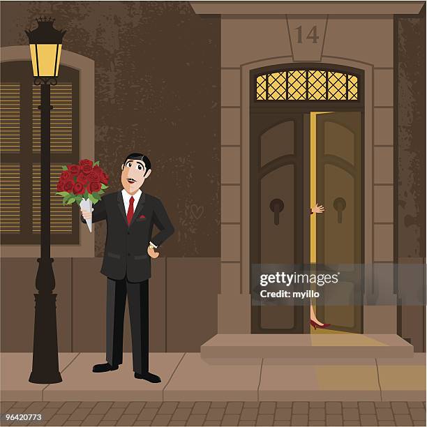 waiting for her - paving stone stock illustrations