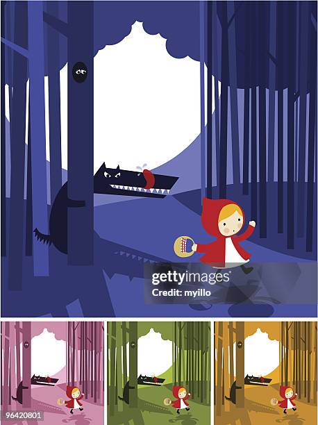 ilustrações, clipart, desenhos animados e ícones de little red riding hood - chapeuzinho vermelho criatura mítica