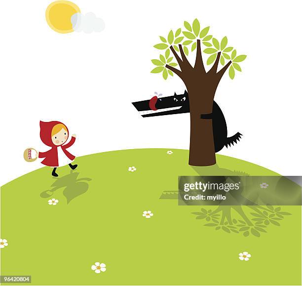 rotkäppchen - rotkäppchen stock-grafiken, -clipart, -cartoons und -symbole