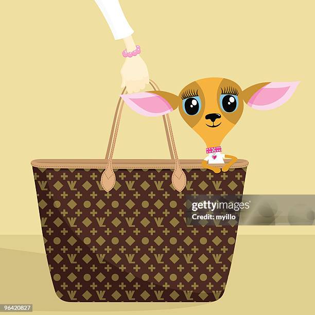 stockillustraties, clipart, cartoons en iconen met posh dog - purse