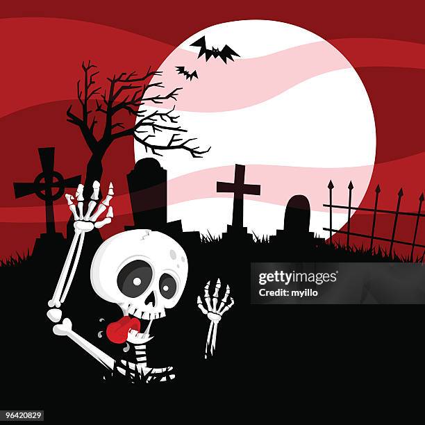 halloween - human skeleton ground stock illustrations