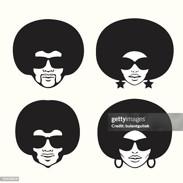 ilustrações, clipart, desenhos animados e ícones de afro estilo - óculos escuros acessório ocular