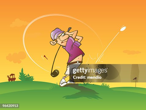 Golfer making a complete swing Golfer making a complete swing
