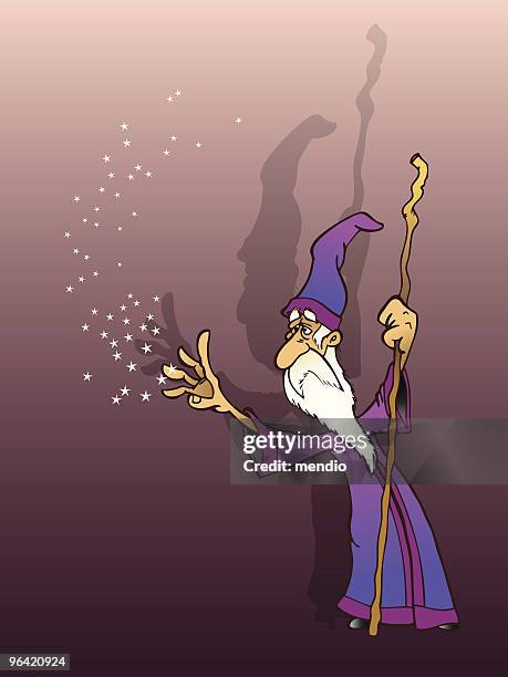 old wizard performing his magic - wizard magic stock illustrations