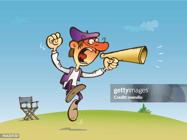lights, camera, action! - old man jumping stock illustrations
