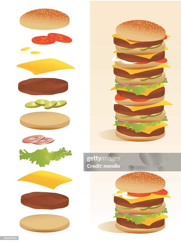 Burger deconstruction - All ingredients separated