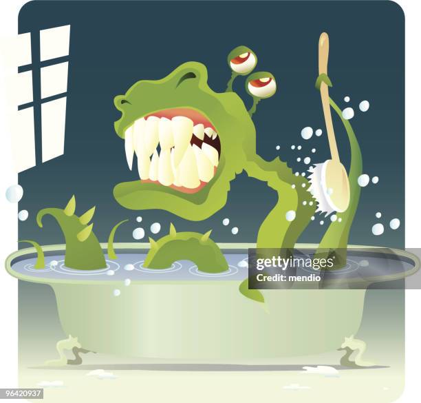 illustrazioni stock, clip art, cartoni animati e icone di tendenza di bagno rilassante - spazzola per la schiena