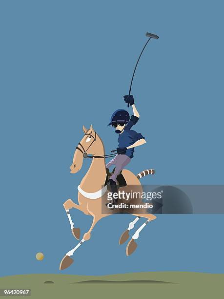 polo player riding his horse - polo stock illustrations