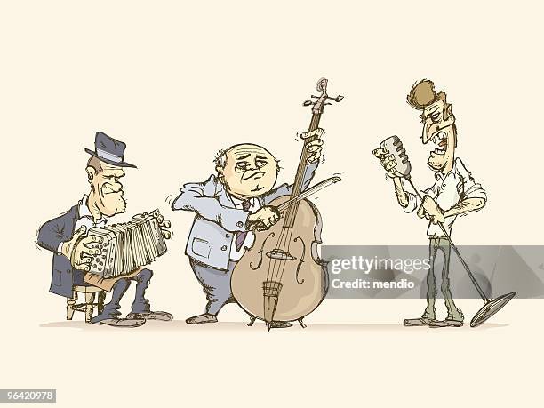 old tango orchestra - tango music stock illustrations